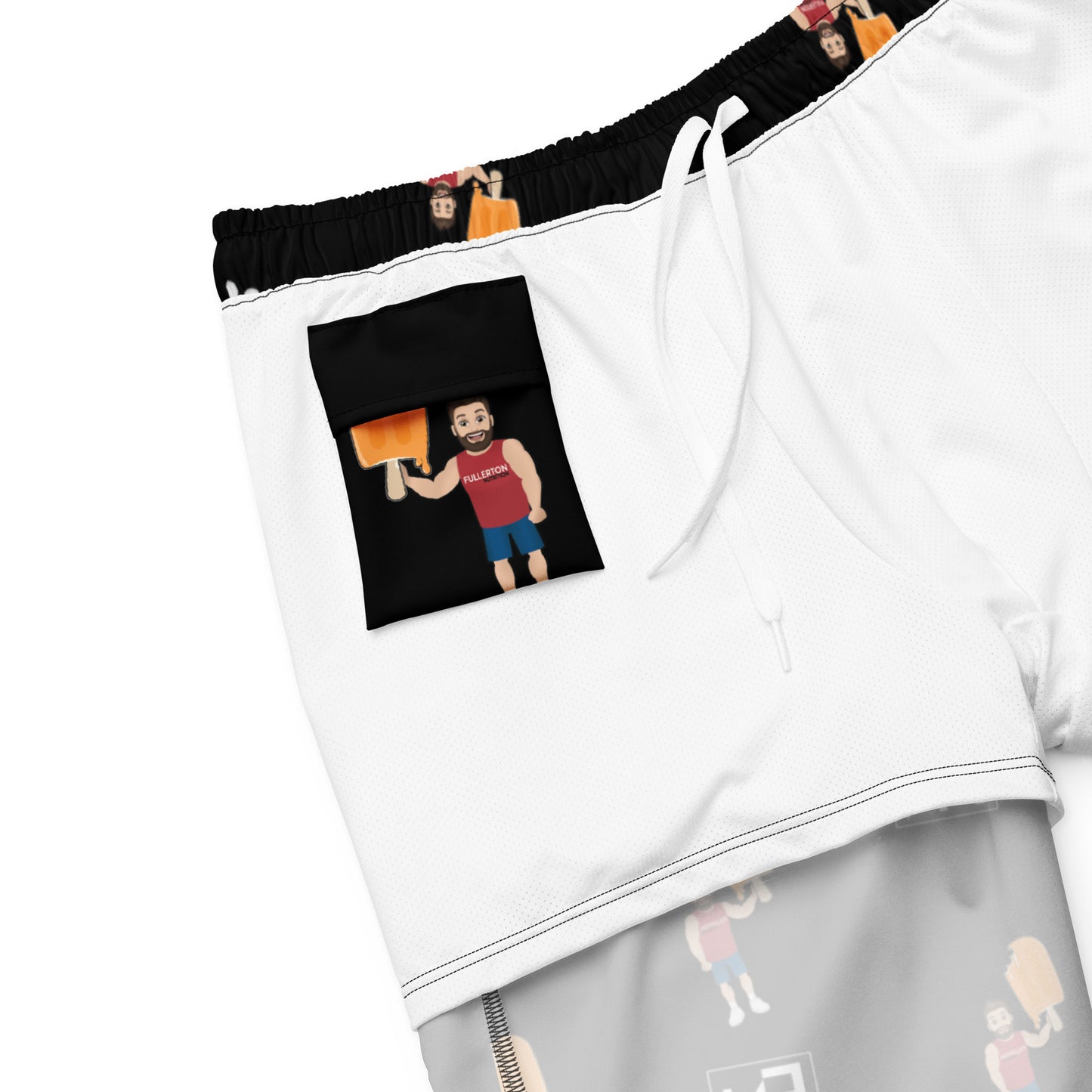 Men's swim trunks Black Orange Cream